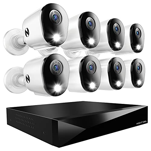 Night Owl 2-Way Audio 12 Channel DVR Video Home Security System - Featuring 2K HD Deterrence Cameras and 1TB Hard Drive