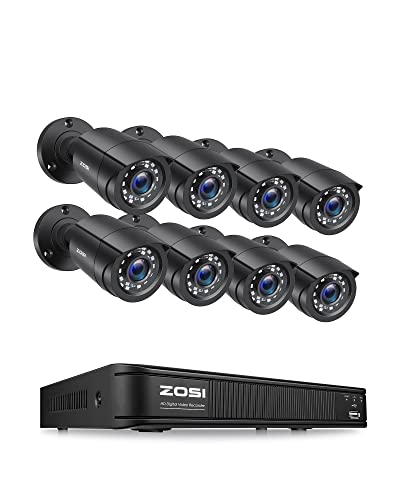 ZOSI H.265+ 1080p Home Security Camera System: 8 Channel DVR, 8 Weatherproof Cameras, Motion Detection, Remote Access (No Hard Drive)