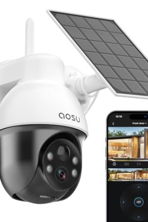AOSU Solar Security Camera: 3K/5MP Wireless Outdoor System with Panoramic PTZ, Auto Tracking, Night Vision, and Two-Way Talk