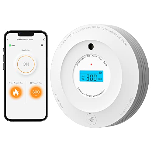 AEGISLINK Wi-Fi Combination Smoke and Carbon Monoxide Detector - LCD Display, Replaceable Battery - SC-WF240