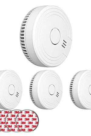 Ecoey Smoke Alarm Fire Detector: 4-Pack Photoelectric Safety for Home and Bedroom (Battery Included)