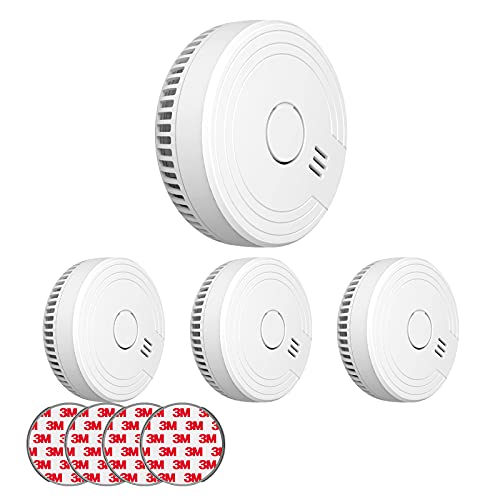 Ecoey Smoke Alarm Fire Detector: 4-Pack Photoelectric Safety for Home and Bedroom (Battery Included)