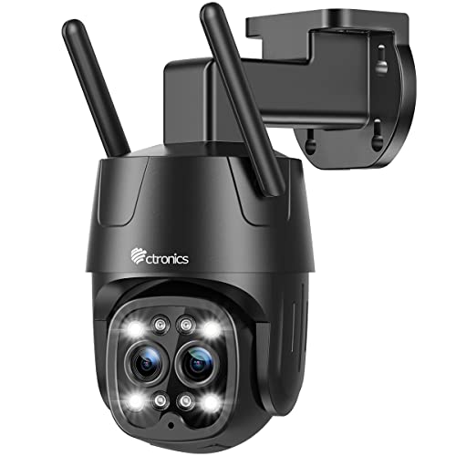 Ctronics 2.5K 4MP Outdoor WiFi PTZ Camera - Auto-Zoom, Human Detection, Color Night Vision