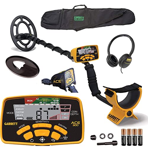 Garrett ACE 300 Metal Detector - Unleash Discoveries with Waterproof Search Coil and Carry Bag