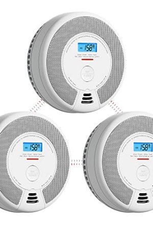 X-Sense Wireless Interconnected Smoke and Carbon Monoxide Detector: Complete Home Protection with 10-Year Battery, LCD Display, and 820 ft Range - 3-Pack