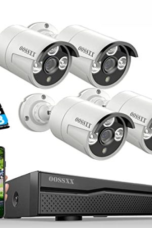 HD 3K 5.0MP & 60 Days Storage AI Detected POE Security Camera Systems - OOSSXX 8 Channel Outdoor Surveillance Video System