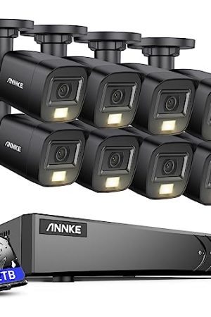 ANNKE Security System - 3K Lite, 16 Channel Video Recorder, 8 X 3K Built-in Mic Cameras, Smart Dual Light, AI Detection, Color Night Vision, 2TB Storage