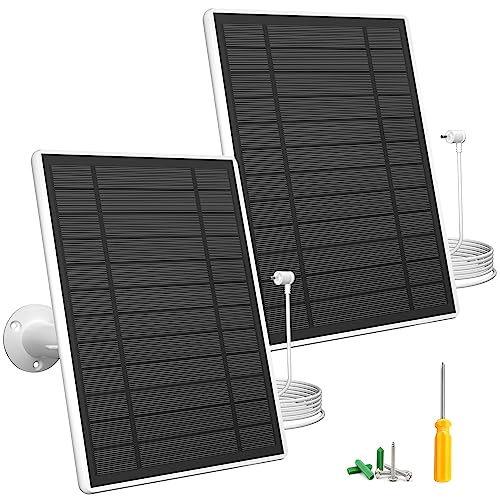 365 Days Solar Power: 7W Solar Panel Charger for Ring Stick Up Cam & Spotlight Cam Battery, IP65 Waterproof, Adjustable Mount, 2 Pack
