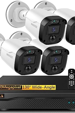 OOSSXX Full HD 5MP Definition Wired Security Camera System - Outdoor Home Video Surveillance Cameras CCTV Camera Security Systems