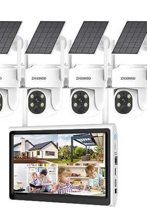 Wireless Outdoor Solar Security Cameras with 10-inch