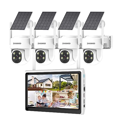 Wireless Outdoor Solar Security Cameras with 10-inch