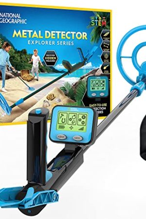NATIONAL GEOGRAPHIC Metal Detector for Kids - Waterproof Coil, LCD Display, and Pinpoint Function for Beach Treasure Hunts