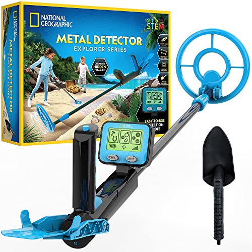 NATIONAL GEOGRAPHIC Metal Detector for Kids - Waterproof Coil, LCD Display, and Pinpoint Function for Beach Treasure Hunts