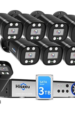 [3TB HDD+Vehicle/Face Detection] Hiseeu 5MP 8ch Wired Security Camera System