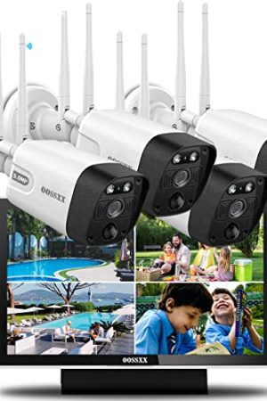 2-Way Audio Dual Antennas Outdoor Security Camera System Wireless with Monitor