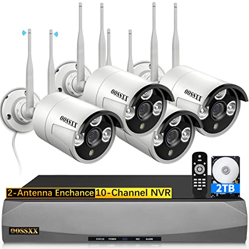 AI Human Detected 2K 3.0MP Wireless Camera System - Dual Antennas, 2TB Storage, Night Vision, No Monthly Fee