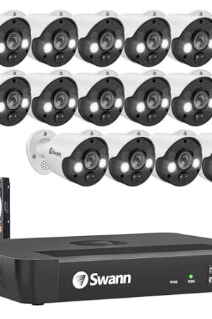 Swann 16-Channel 4K HD Home Security Camera System - Indoor/Outdoor Wired Surveillance with Color Night Vision and Advanced Analytics