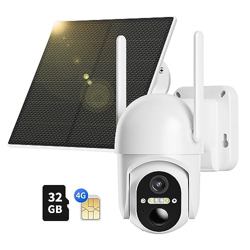 Ebitcam 4G LTE Cellular Outdoor Security Camera - Solar Powered, No WiFi Needed, 2K Live Video, Motion Alerts