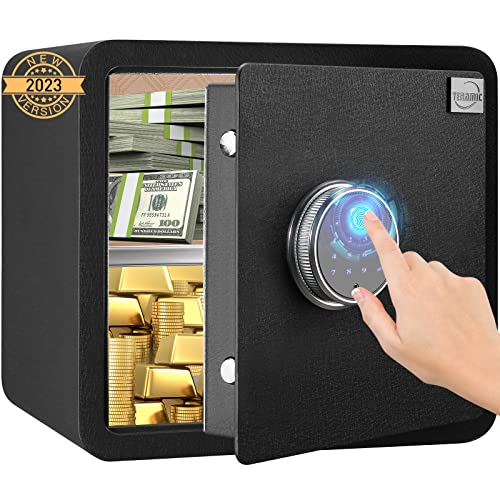 Tenamic Safe Box – Biometric Fingerprint, Fireproof, Waterproof, Electronic Keypad, 1.41 Cubic Feet, Ideal for Home and Office Security