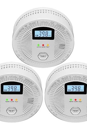 3 Pack Combination Photoelectric Smoke and Carbon Monoxide Alarm - Digital Display and Battery Operation for Ultimate Protection