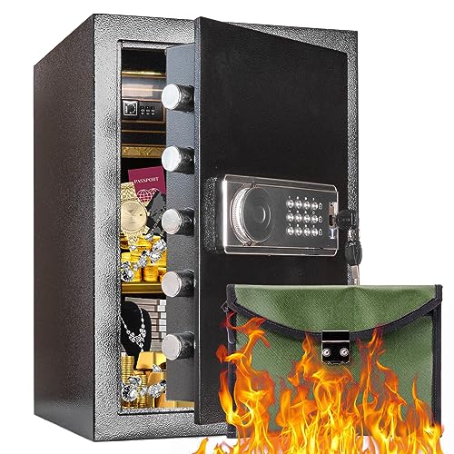 3 Cub Home Safe Box: Fireproof Waterproof Security with Digital Keypad and Lock Box