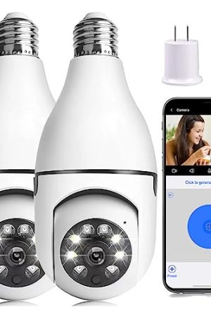 Light Bulb Security Camera: 1080P Wireless Surveillance with 360° Panorama View, Full Color Night Vision, Motion Detection, and Two-Way Audio - Ideal for Pet Monitoring