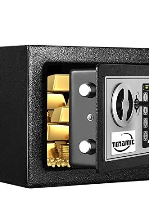TENAMIC Safe Box - 0.23 Cubic Feet Electronic Digital Security for Office, Home, and Hotel - Black Keypad Lock Cabinet Safes