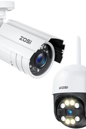 ZOSI 1080P 2.0MP HD 1920TVL Hybrid 4-in-1 CCTV Security Camera & C289 WiFi Pan Tilt Outdoor Camera
