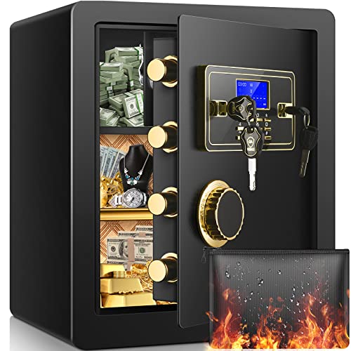 2.3 Cu ft Fireproof Safe Box for Home: Programmable Keypad, Secure Documents, Money, and Valuables