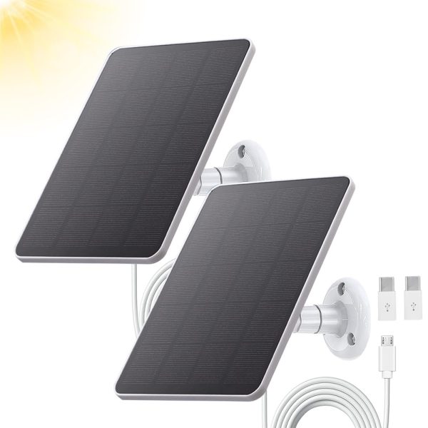 "Power Up Your WYZE Battery Cam Pro with 2-Pack 4W Solar Panels and Adjustable Wall Mount