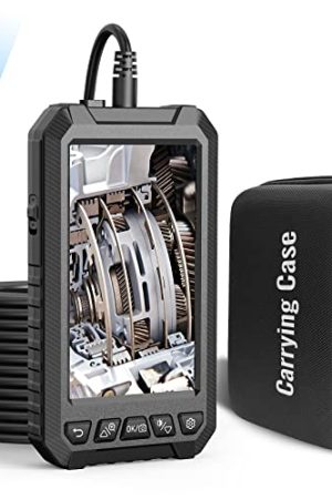 Dual Lens Borescope by HantSkop - 5" IPS Screen Inspection Camera, IP67 Waterproof, 7 LED Lights, 32GB Card, 16.5 FT Detachable Semi-Rigid Cable
