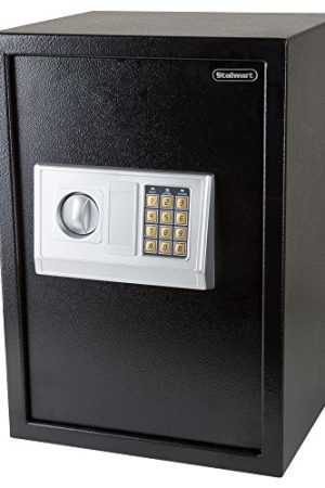 Portable Digital Safe - Electronic Steel Safe with Keypad and Override Keys by Stalwart (Black)