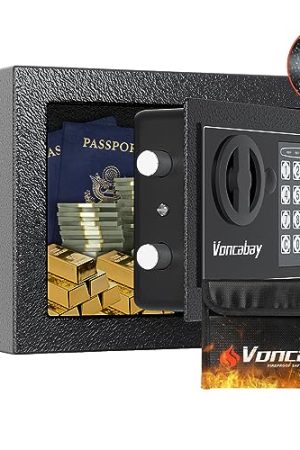 Voncabay Money Safe Box – Fireproof, Sensor Light, and Easy Access