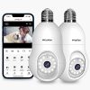 LaView 4MP Bulb Security Camera 2-Pack: 360° 2K Wireless Surveillance, Color Night Vision, Motion Tracking, Audible Alarm