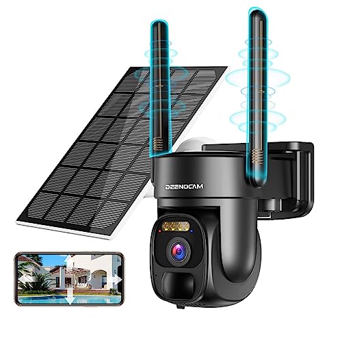 3K 5MP Solar Security Cameras with 360° PTZ, Color Night Vision, and 100% Wireless Power