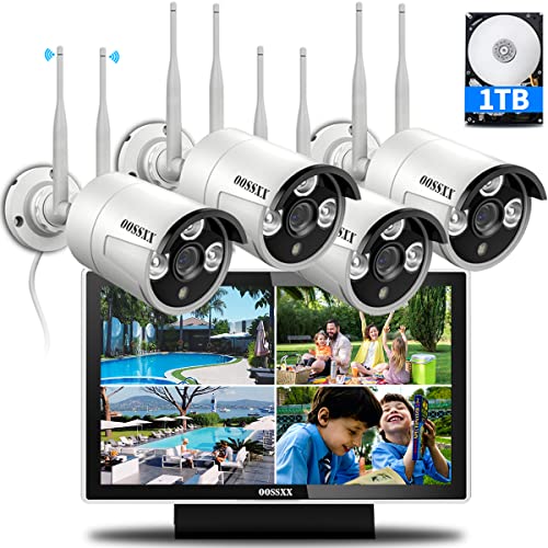 All-in-One Monitor Wireless Outdoor Security Camera System with Dual Antennas, WiFi Monitor