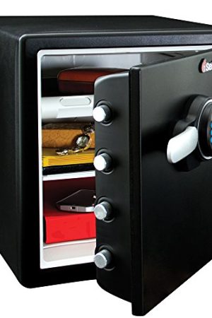 SentrySafe Fireproof and Waterproof Steel Home Safe - 1.23 Cubic Feet, Digital Keypad Lock, Interior Lighting, SFW123FUL, Black