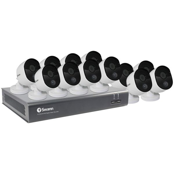 Swann Home Security Camera System - 16 Channel 12 Bullet Cameras, 1080p HD, Night Vision, Heat Motion Detection