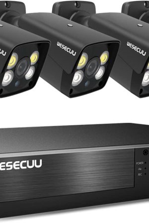 WESECUU 8CH 4MP Security Camera System - AI Human/Vehicle Detection, Night Vision, Smart Playback, 1TB HDD, Indoor Outdoor 24-7 Recording