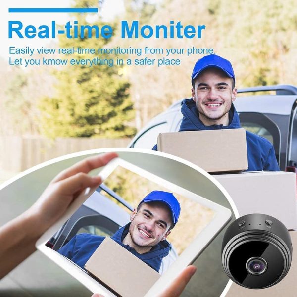 1080P Full HD Security Cam with Night Vision and Motion Detection - Built-in Battery, No WiFi Needed - Ideal for Phone App Monitoring, Perfect for Pets and Baby Surveillance (Round)