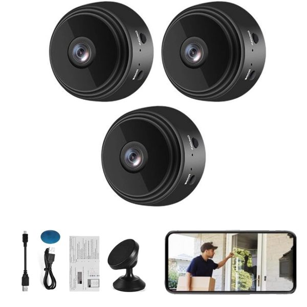 SpyFocus Magnetic Mini Security Camera - CamTrix 1080p HD Wireless Night Vision Motion Detection Cam for Home Indoor/Outdoor (3 PCS)