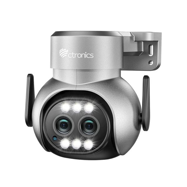 Ctronics Dual Lens Outdoor WiFi Camera – 6X Hybrid Zoom, Auto Tracking, Color Night Vision, 2-Way Talk
