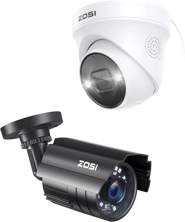 ZOSI 1080P HD-TVI Bullet CCTV Camera - Person Vehicle Detection, Night Vision, 2-Way Audio, and IP67 Weatherproof Design