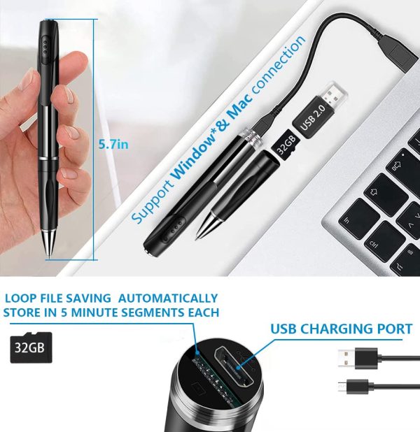 Explore Covert Surveillance with the Spy Camera Pen: 1080P Video, 32G SD Card Included