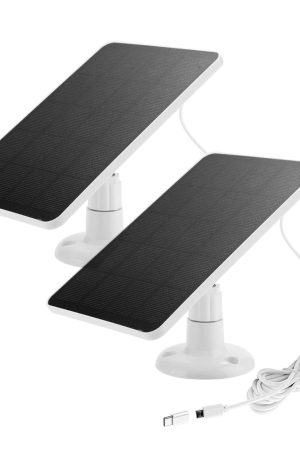 Powerful Duo: 2 Pack Solar Panel Charger for Outdoor Cameras - Compatible with Wyze Cam Outdoor, Arlo Essential, Simplisafe, Eufy Camera & More
