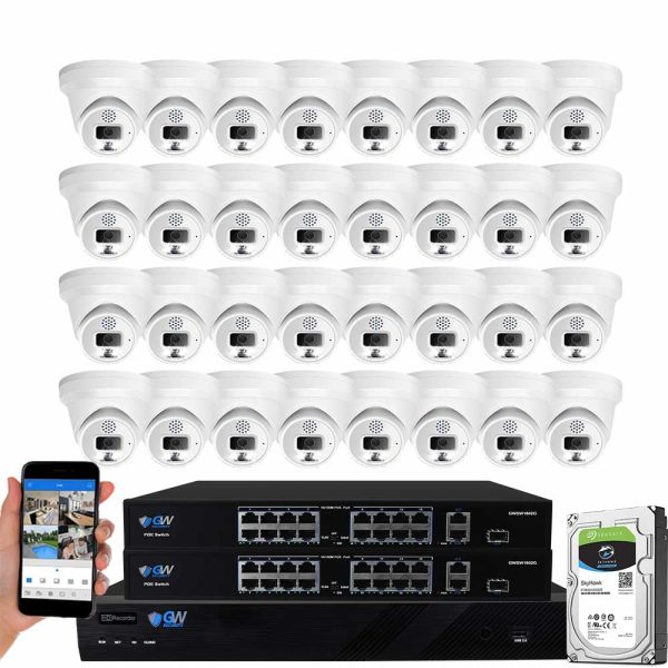 Crystal Clear Surveillance: GW Security 32-Channel 8MP 4K NVR Camera System with Fulltime Color Night Vision and Smart AI Detection