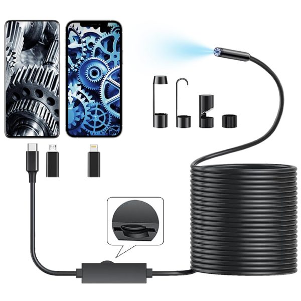 16.4ft Endoscope Camera for iPhone and Android: HD, Waterproof, and Versatile Inspection Tool