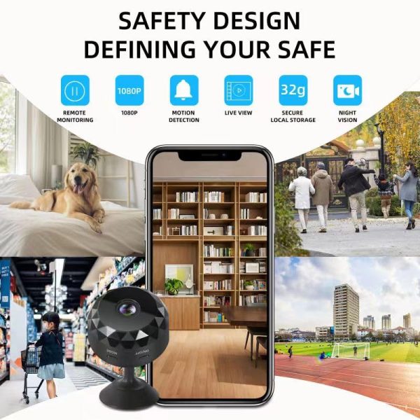 beturnown Wireless Security Camera - 1080P Mini Camera with AI Motion Detection, Super Night Vision, and Seamless Playback