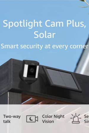 Ring Spotlight Cam Plus, Solar Bundle - Black: Color Night Vision, Two-Way Talk, and Security Siren