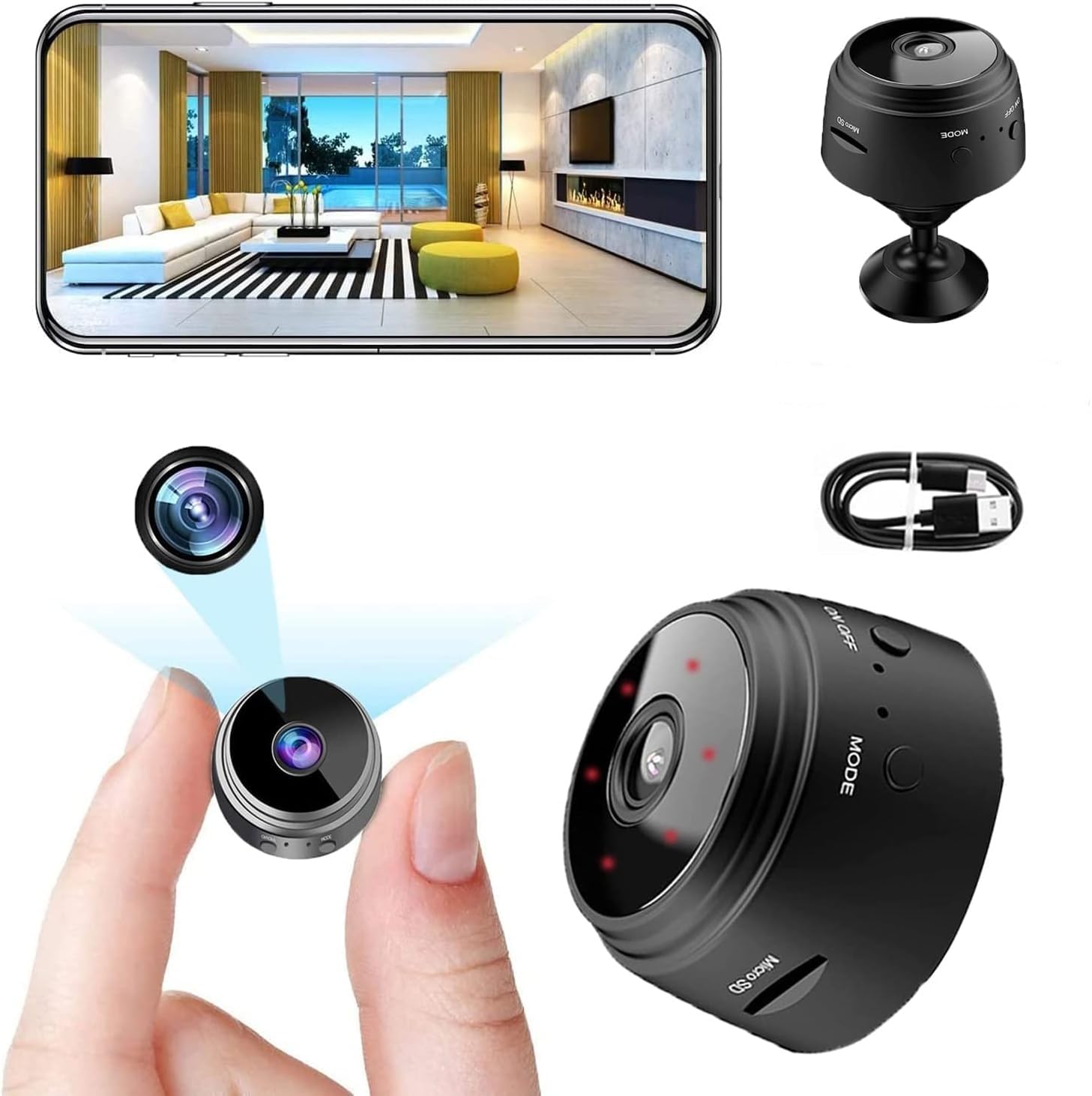 2023 Latest Smart Model Mini Camera: Your Portable HD Home Security Solution with 2.4GHz WiFi Connectivity